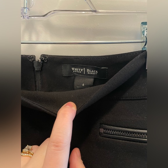 LIKE NEW White House Black Market Black Mini Skirt with Leather Piping - Picture 3 of 3